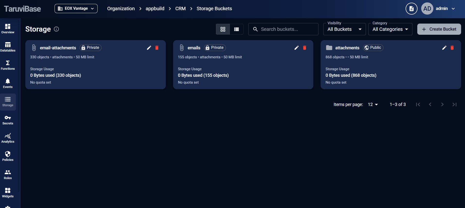 TaruviBase file storage view
